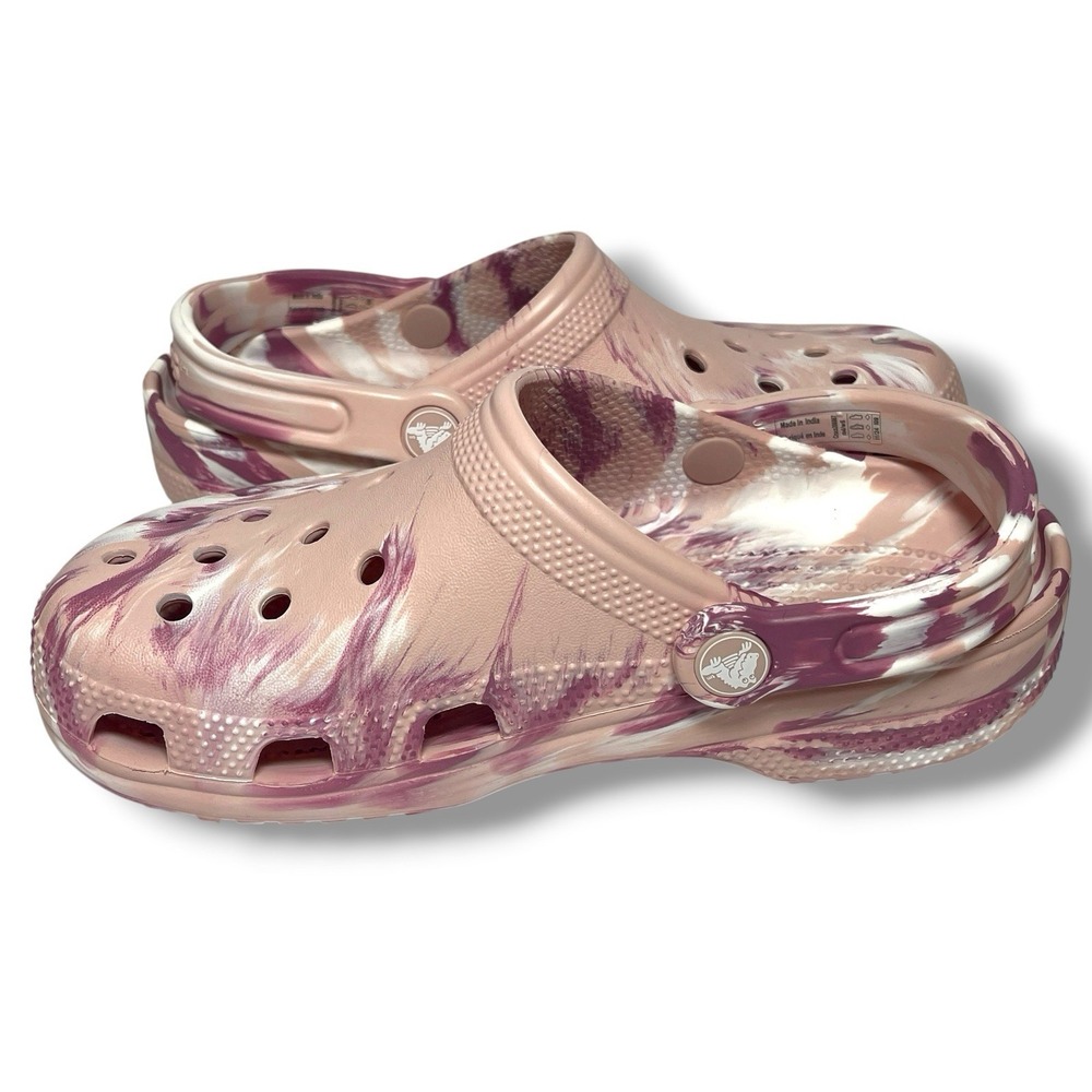NEW Crocs Classic Pink Marbled Tie-Dye Clog Quartz/Multi Men's 4, Women's 6 - Picture 4 of 10